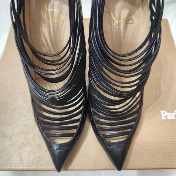 EUC Christian Louboutin Gortik 120 Black Kid Leather Size 7.5, EU Size 38 - Picture 3 of 9